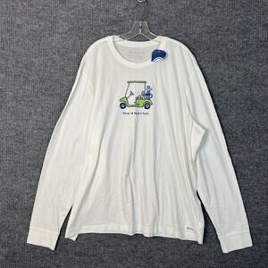 Life Is Good Men Crusher Lite T Shirt Sz XXXL White This Is How I Roll Golf Cart